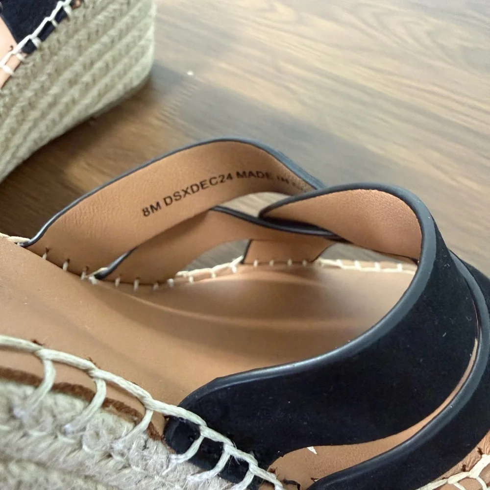 Gentle‎ Souls Black Espadrille Suede Wedges Sz 8